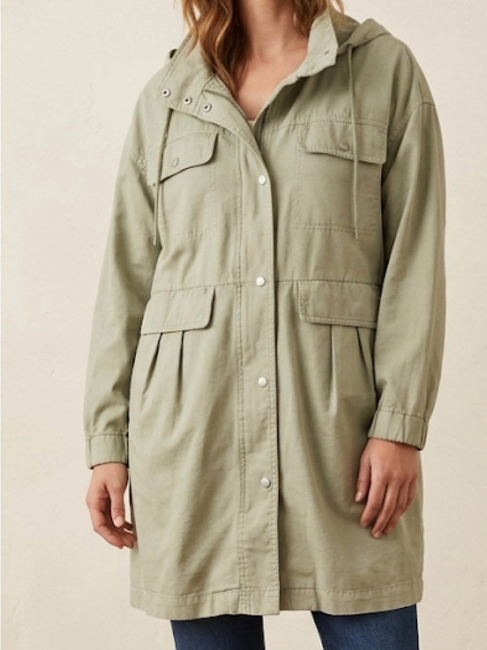 7 For All Mankind Light Olive Utility Hooded Jacket